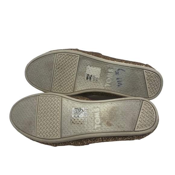 TOMS Copper Metallic Glitter Flats | Sparkle Slip-On Shoes | Size 6 - Picture 9 of 9